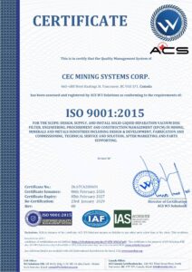 ISO CERTIFICATE Strengthening Quality Management in Mining and Engineering Solutions